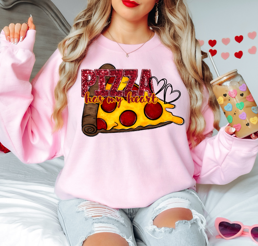 Pizza Has My Heart Glitter Pink