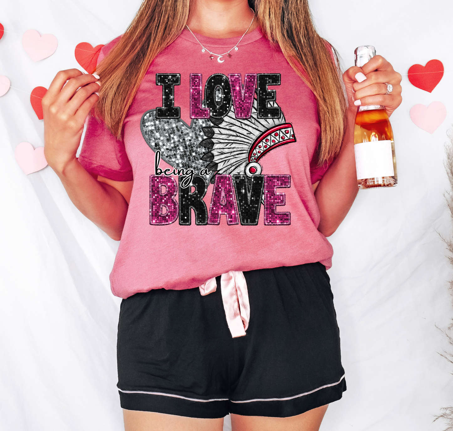 I Love Being A Brave Glitter Letters Silver Heart
