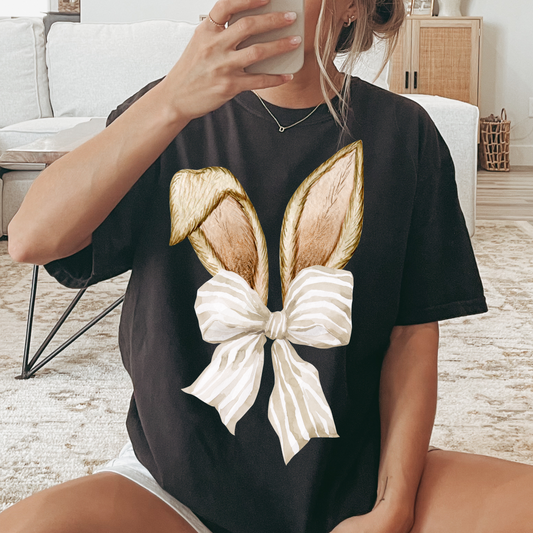 Brown Bunny Ears Striped Bow