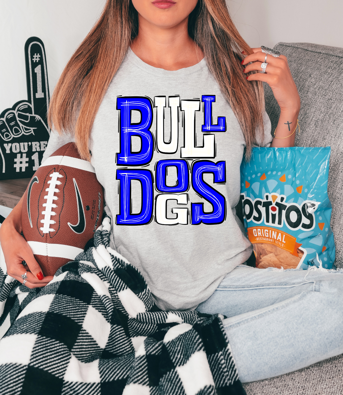 Bulldogs - blue/white letters