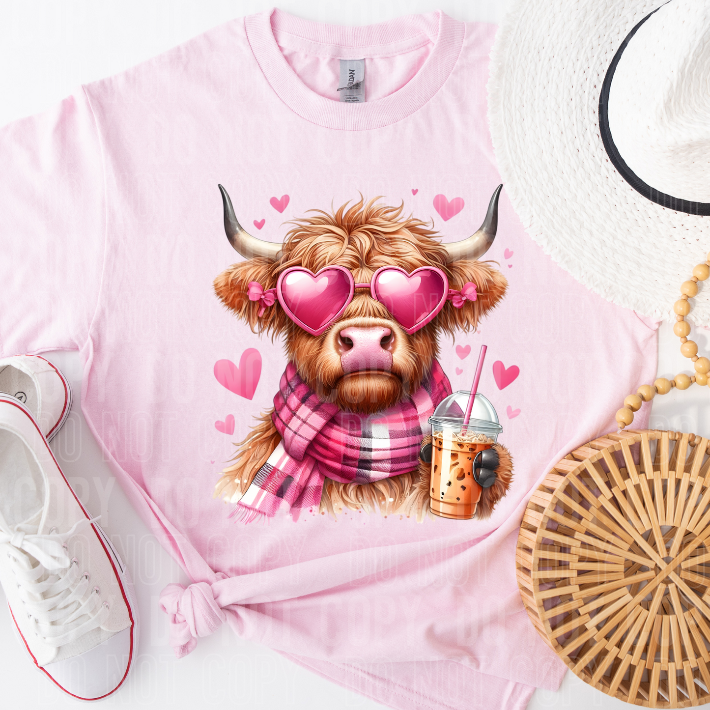 Valentines day highland cow w/coffee