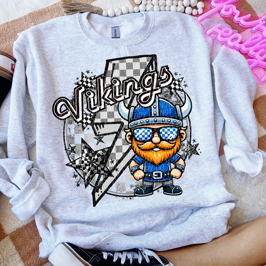 Vikings Checkered Lightning Bolt