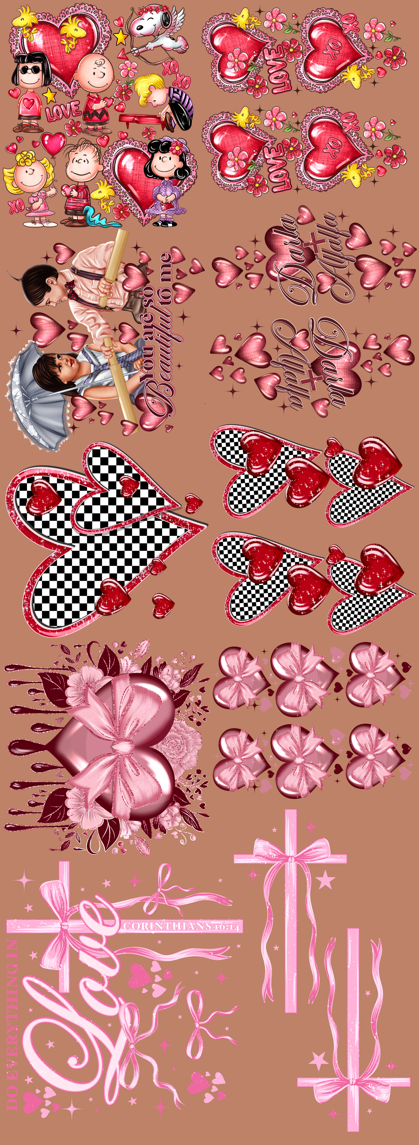 Valentine's Day Chest & Sleeves Premade Gang Sheet