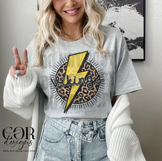 Vikings Yellow Bolt Leopard