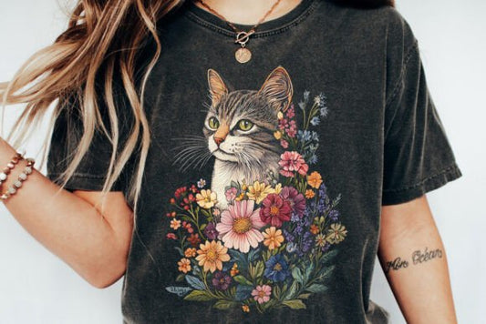 Cat With Flowers