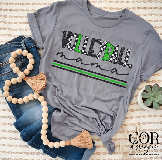 Volleyball Mama Checkered Black And Green