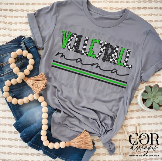 Volleyball Mama Checkered Green And Black