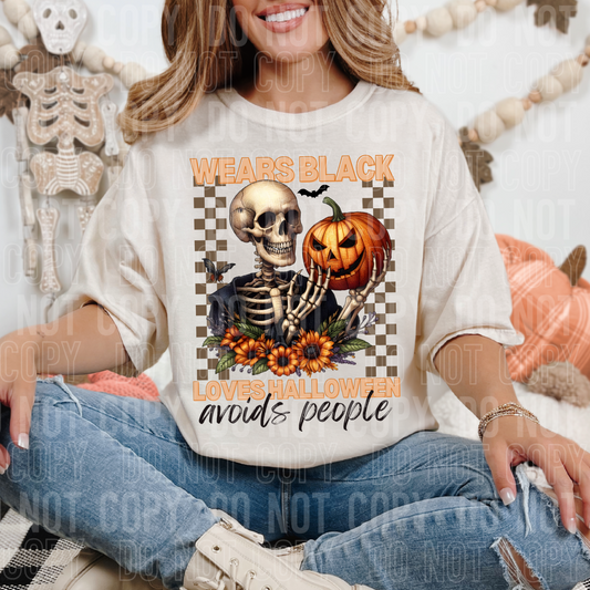 Wears black, loves halloween, avoids people
