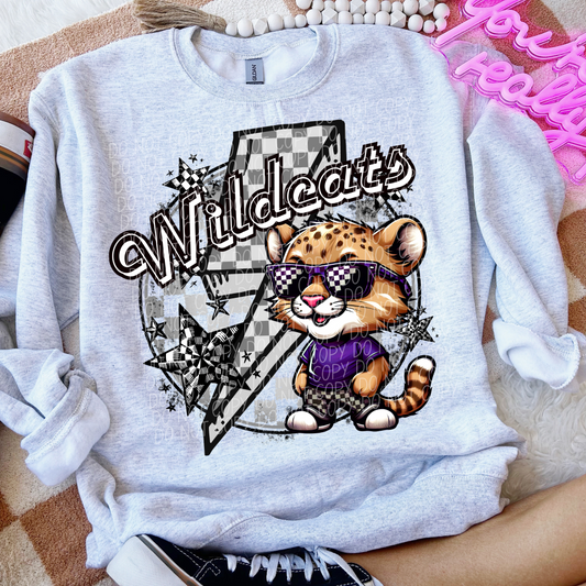 Wildcats Checkered Lightning Bolt