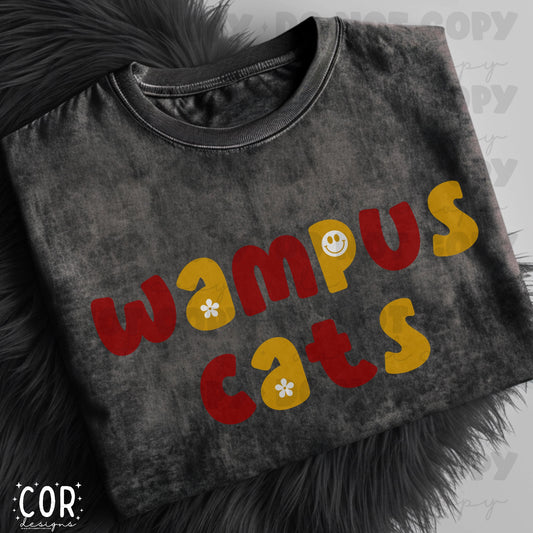 Wampus Cats Red And Yellow Flowers And Smiley Face Letters