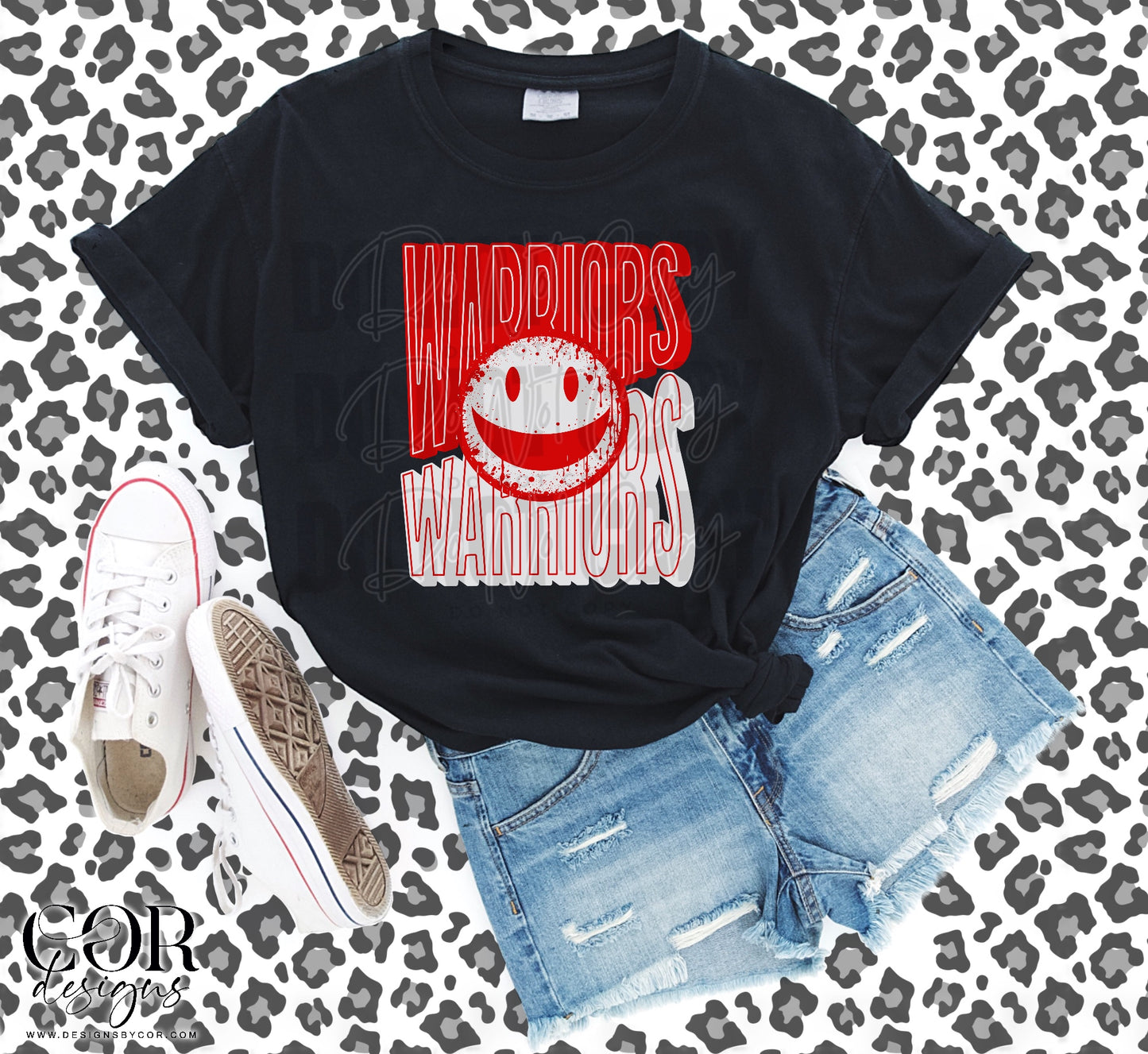 Warriors Red And White Smiley Face
