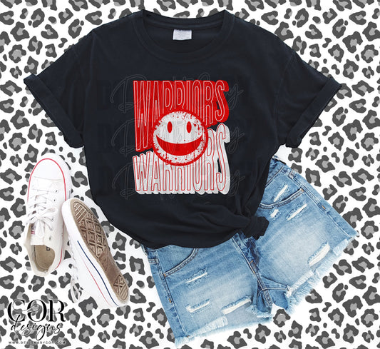 Warriors Red And White Smiley Face