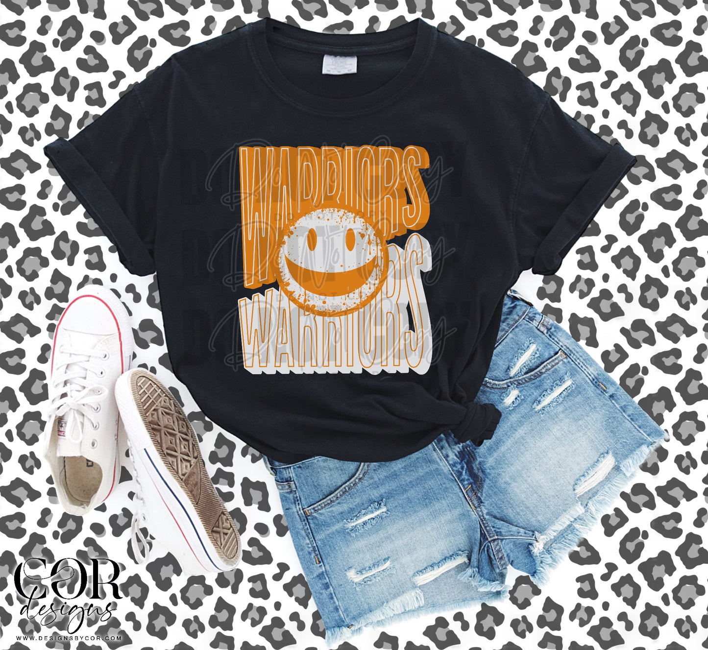 Warriors Orange And White Smiley Face