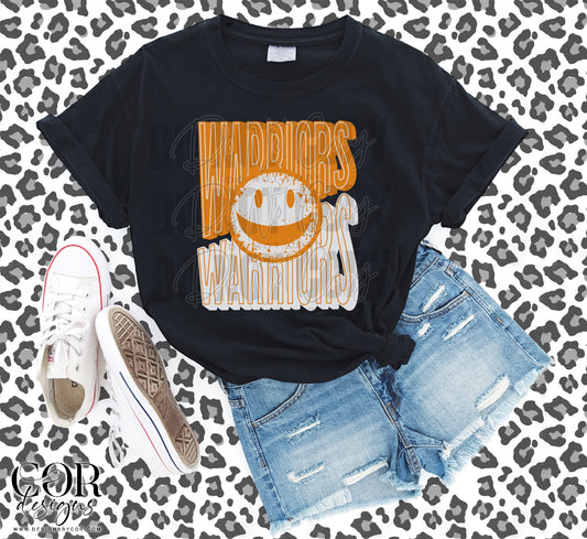 Warriors Orange And White Smiley Face