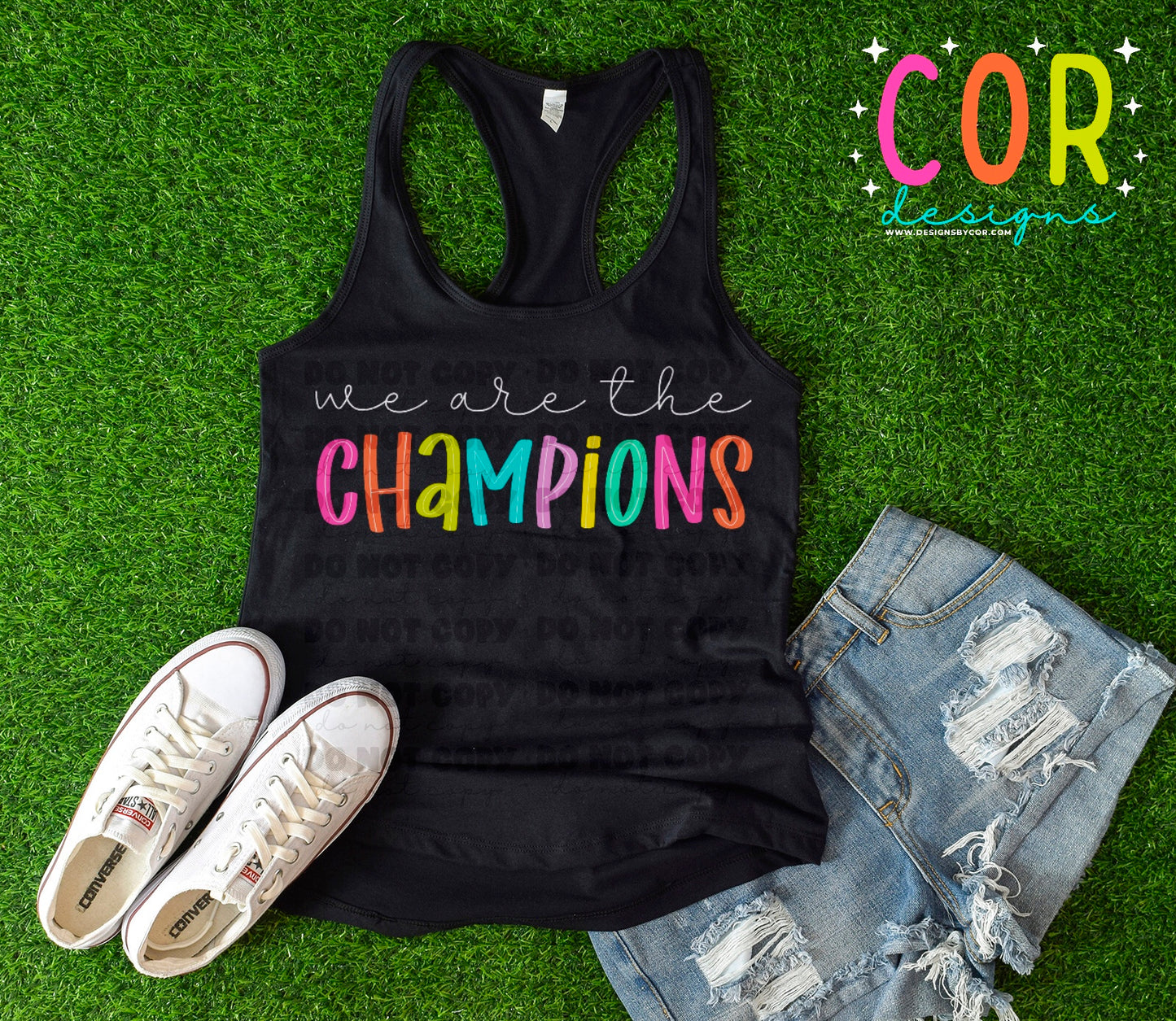 We Are The Champions Colorful Stars Checkered Circle