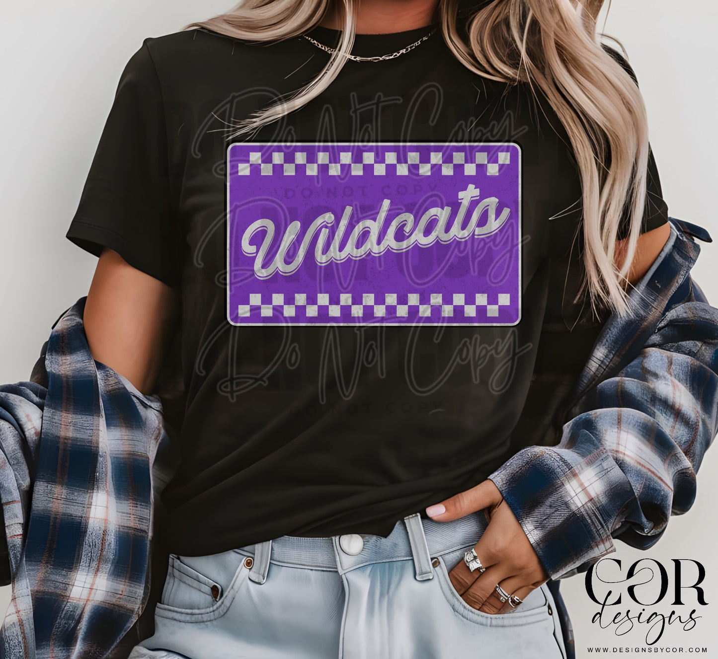 Wildcats Purple And White Checkered