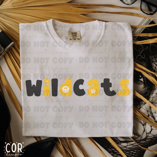 Wildcats Black And Yellow Flowers And Smiley Faces