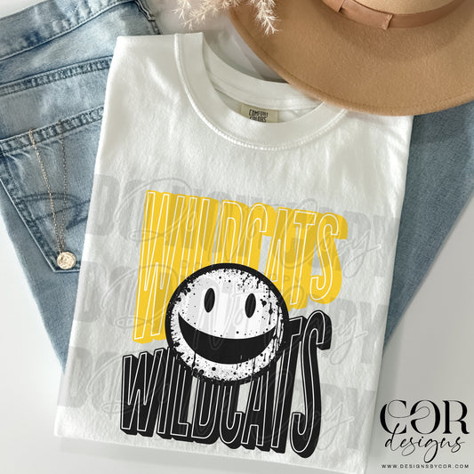 Wildcats Yellow And Black Smiley Face