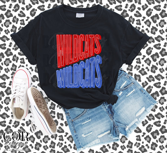 Wildcats Blue And Red Letters