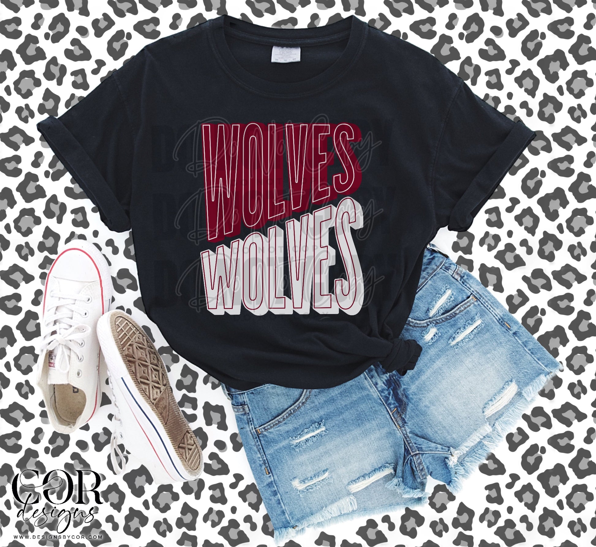 Wolves Red & White Letters – Earthline Customs