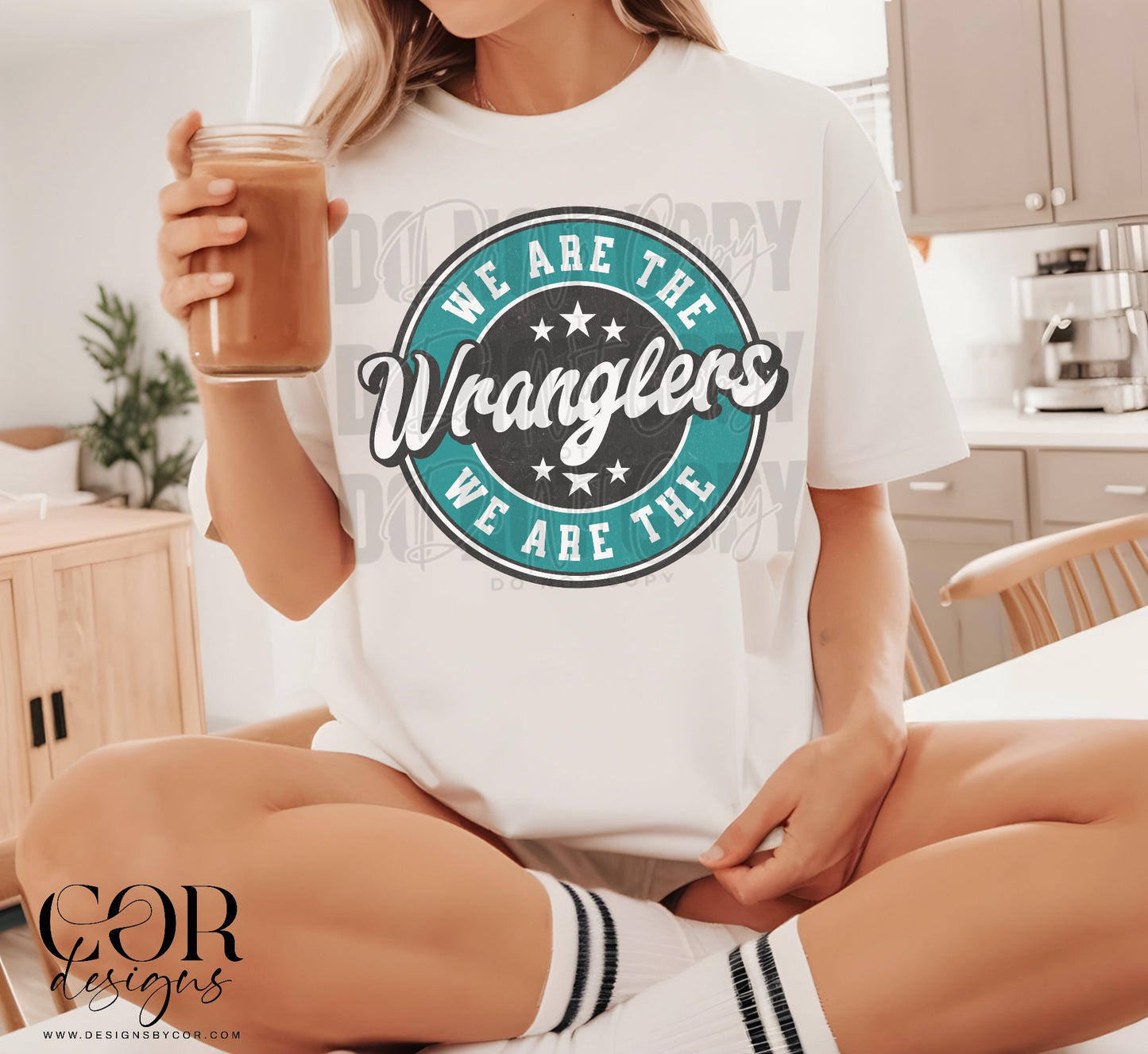 We Are The Wranglers Teal & Black Circle