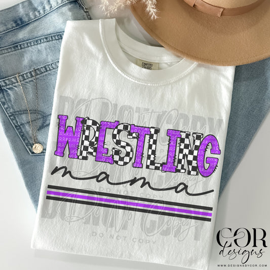 Wrestling Mama Checkered And Purple