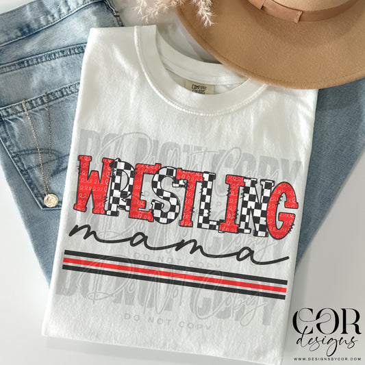 Wrestling Mama Checkered And Red