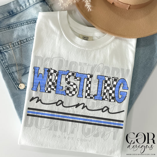 Wrestling Mama Checkered And Blue