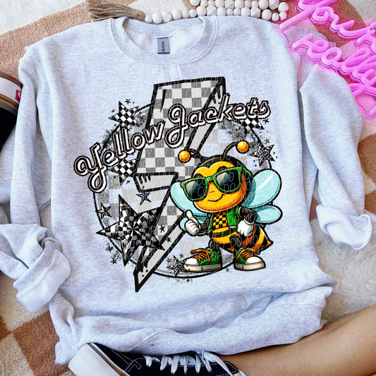 Yellow Jackets Checkered Lightning Bolt