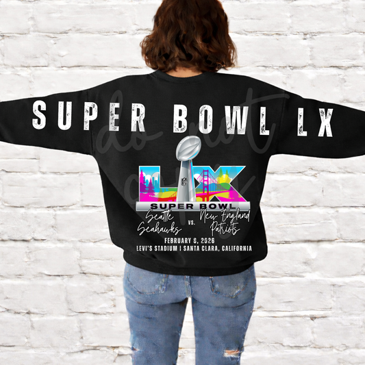 SUPER BOWL LX (LOGO & WORDS AT BOTTOM ONLY - WHITE)