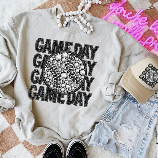 Rhinestone Glitter Game Day Repeat Baseball