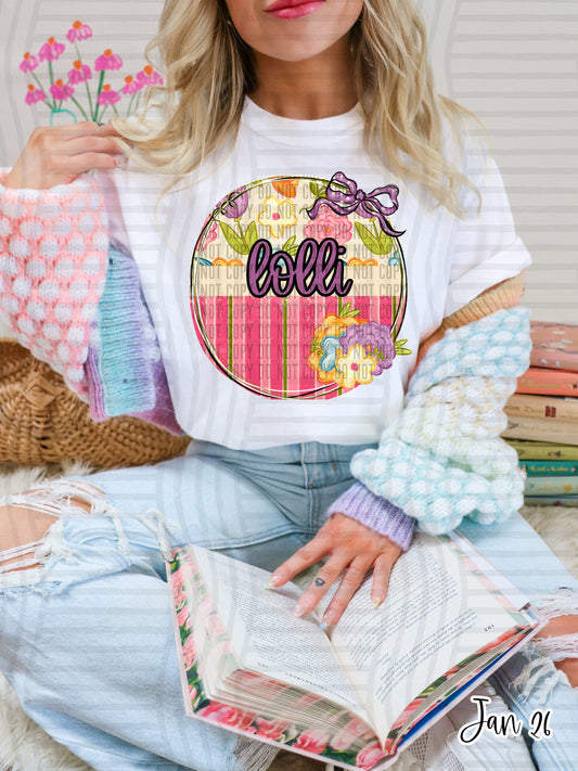 FLORAL STRIPES ROUND LOLLI