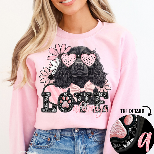 love always black cocker spaniel mock