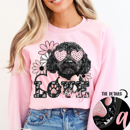 love always black golden doodles