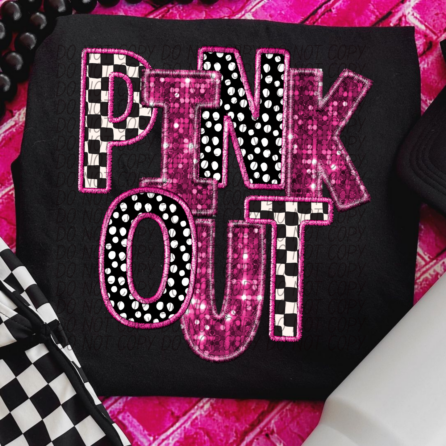 Pink Out Checkered Glitter