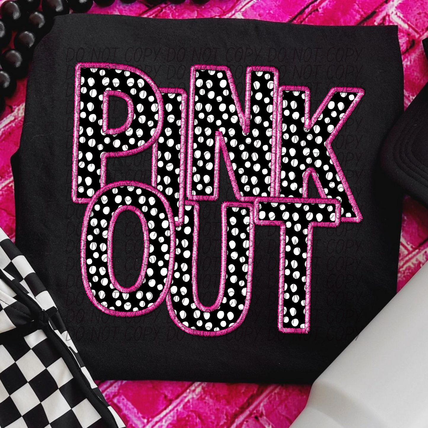 Pink Out Black And White Dots