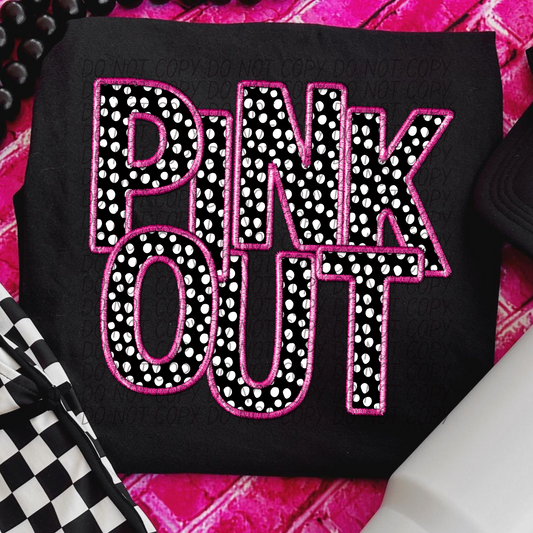 Pink Out Black And White Dots
