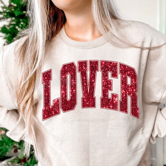Lover Red Faux Sequin- DTF Transfer