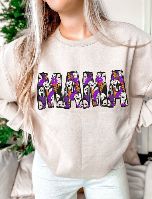 Mama- killers and multicolored flowers within letters