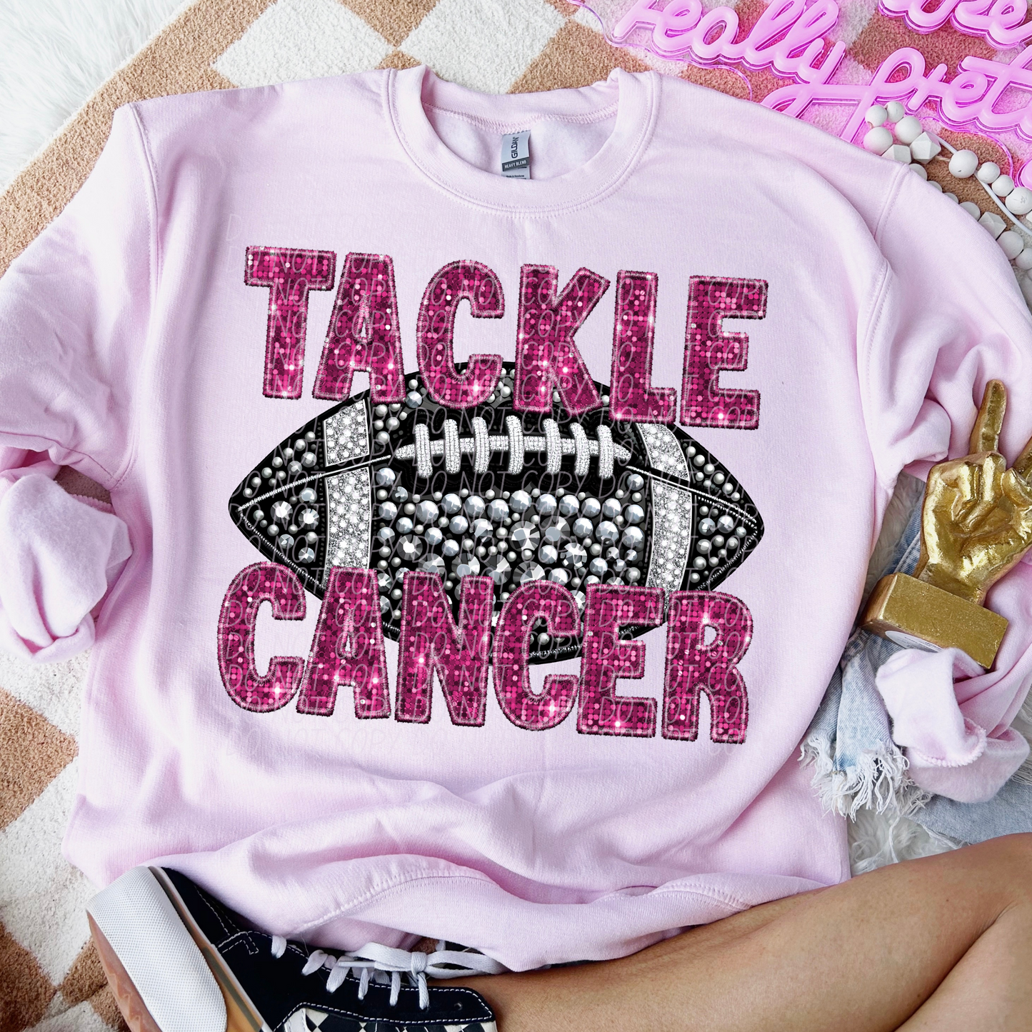 Tackle Cancer Pink Glitter Football
