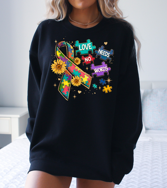Autism Ribbon Love Needs No Words - DTF Transfer