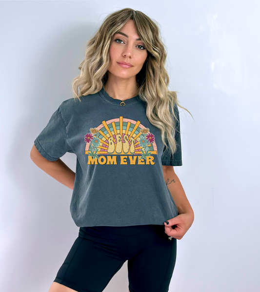 Distressed Best Mom Ever Rainbow