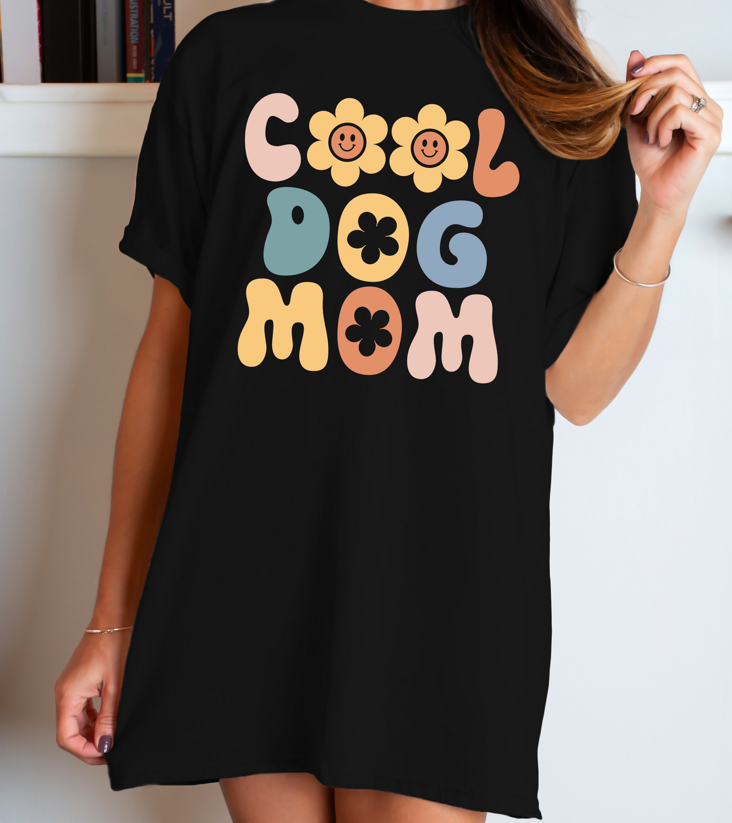 Retro Cool Dog Mom Flowers