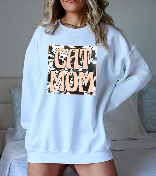 Cow Print Box Cat Mom - DTF Transfer