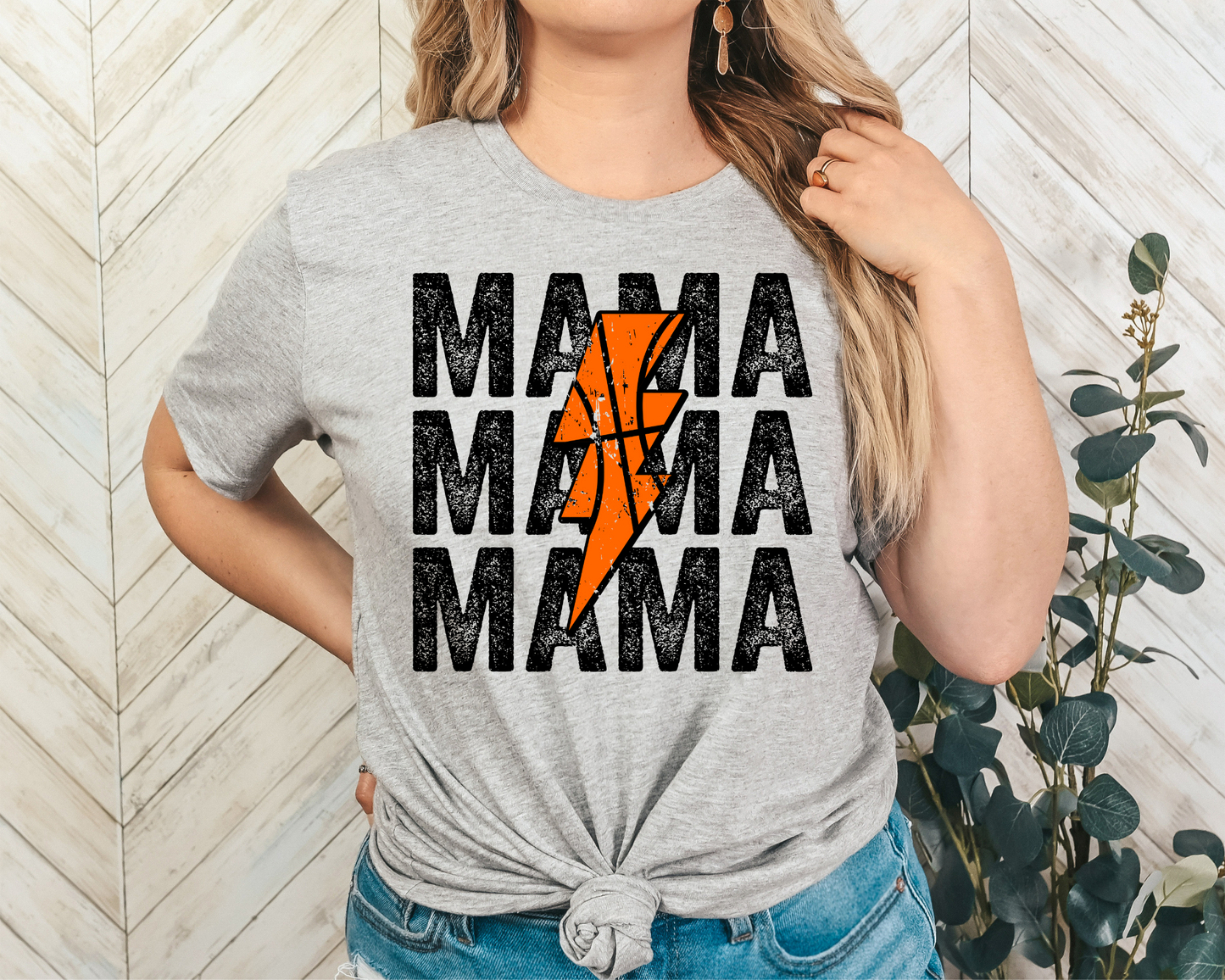 Mama Repeat Basketball Lightning Bolt