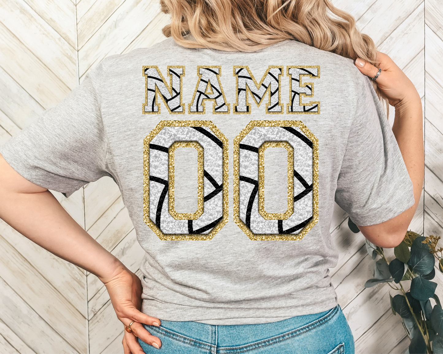 Gold Chenille Volleyball Name & Number