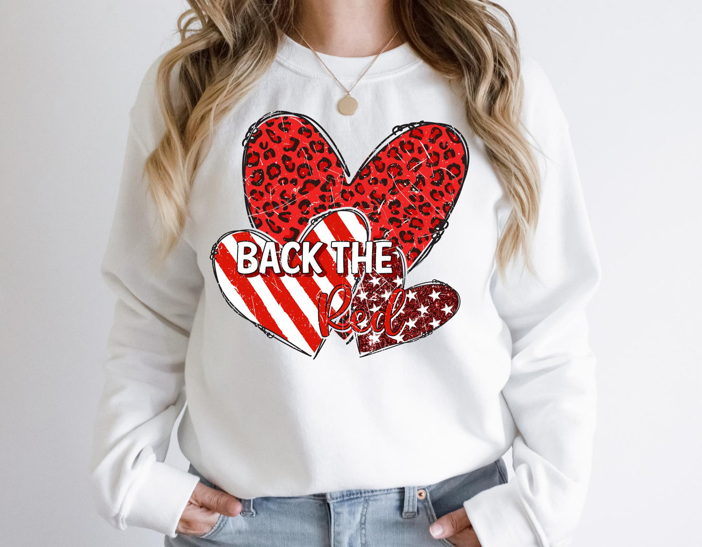 Back The Red Hearts DTF Transfer