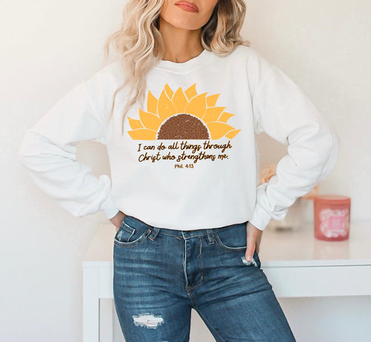 Sunflower You Can Do All Things Through Christ -  DTF Transfer