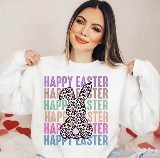 Happy Easter Repeat Leopard Bunny - DTF Transfer