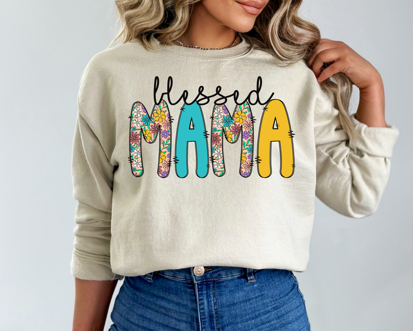 Blessed Mama Floral Blue & Yellow
